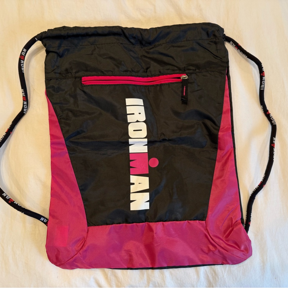 Ironman Black and Pink Drawstring Bag/Backpack